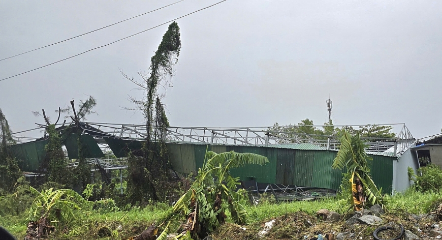 Nhà xưởng bị bão quật ngã