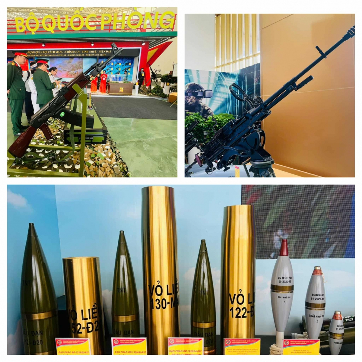 Khu vực trưng bày các loại trang thiết bị, vũ khí ngoài trời, chủ đề “Thanh gươm và lá chắn” gồm 96 sản phẩm thuộc 61 chủng loại trang thiết bị