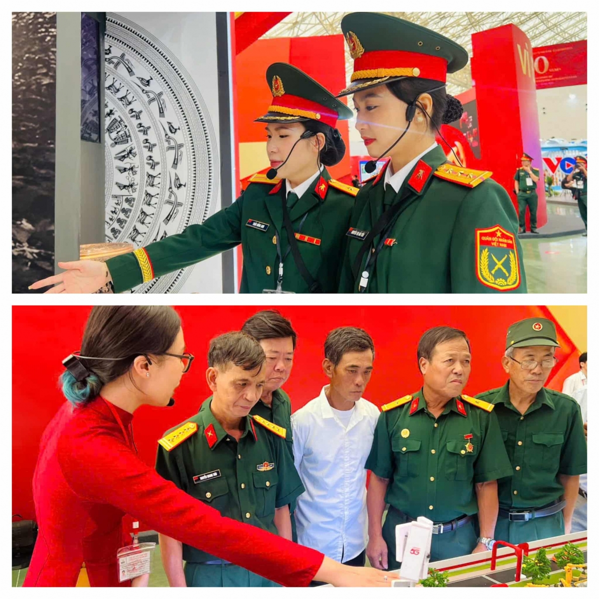 Du khách thăm quan khu trưng bày 334 sản phẩm bao gồm vật phẩm lịch sử, bản sao, bản phục chế, hình ảnh, vũ khí trang bị