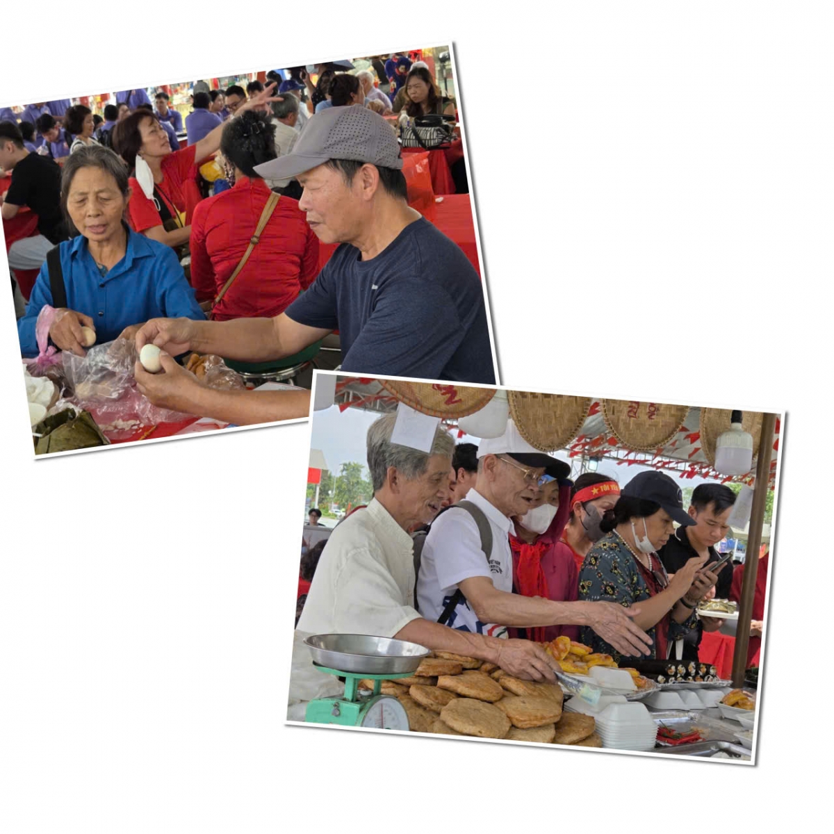 Các cụ cao tuổi nghỉ, ăn để lấy sức đi tham quan tiếp 