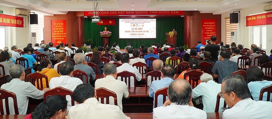 Toàn cảnh lễ ra mắt Trung tâm An sinh xã hội phường Tân Mỹ