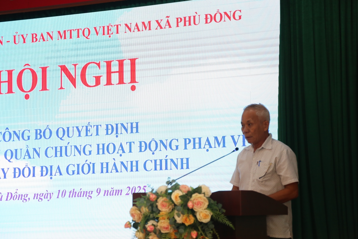 Chủ tịch Hội NCT xã Phù Đổng Nguyễn Văn Tuấn phát biểu Chủ tịch Hội NCT xã Phù Đổng Nguyễn Văn Tuấn phát biểu