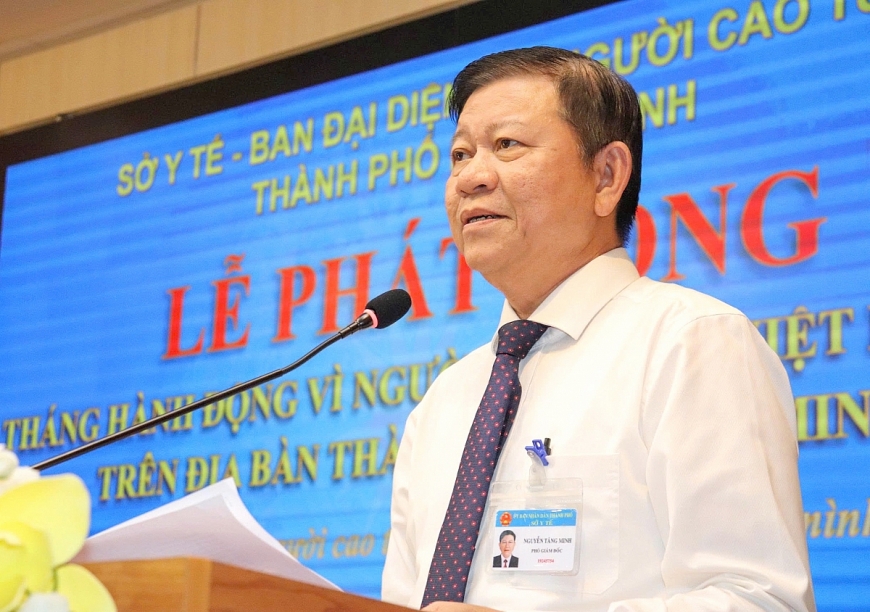 Phó Giám đốc Sở Y tế TP. Hồ Chí Minh Nguyễn Tăng Minh phát biểu tại buổi lễ phát động “Tháng hành động vì người cao tuổi Việt Nam” năm 2025