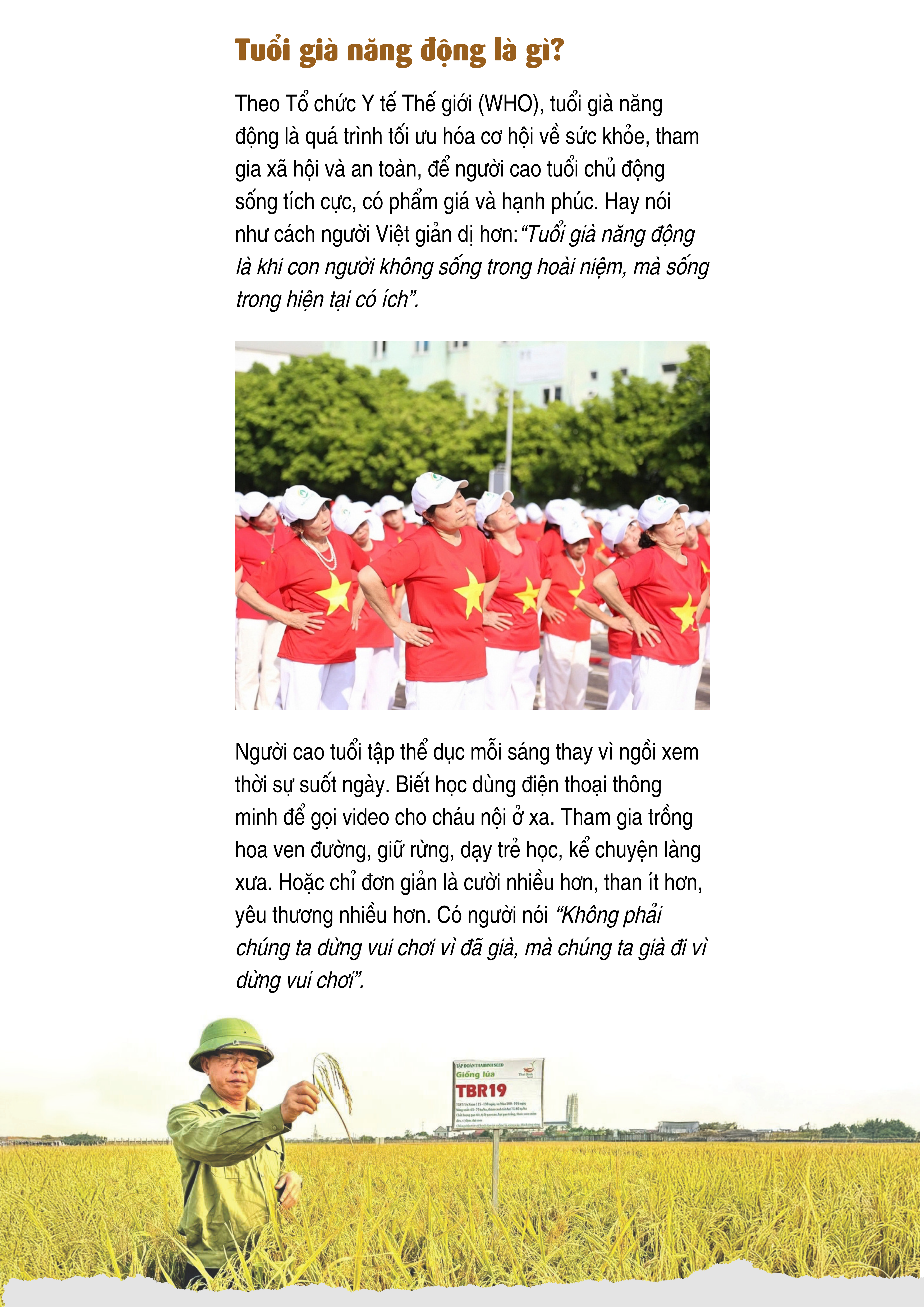 Tuổi già năng động khi mặt trời chưa tắt nắng