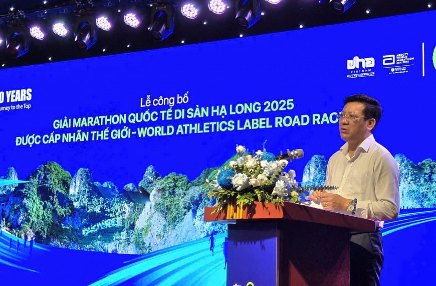 Ông Nguyễn Việt Dũng, Giám đốc Sở Văn hóa, Thể thao và Du lịch tỉnh Quảng Ninh phát biểu tại lễ công bố