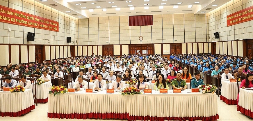 Toàn cảnh Đại hội đại biểu MTTQ Việt Nam phường Tân Mỹ, TP. Hồ Chí Minh lần thứ I, nhiệm kỳ 2025–2030