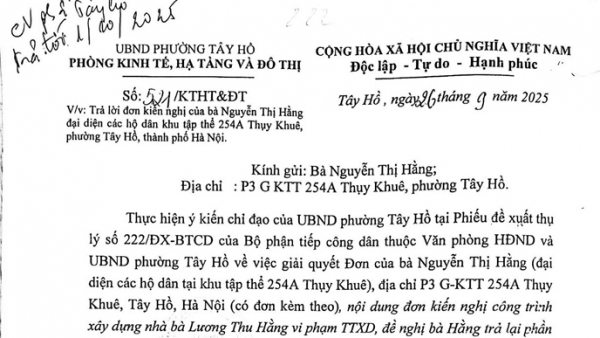 Bao giờ UBND phường Tây Hồ giải quyết dứt điểm?