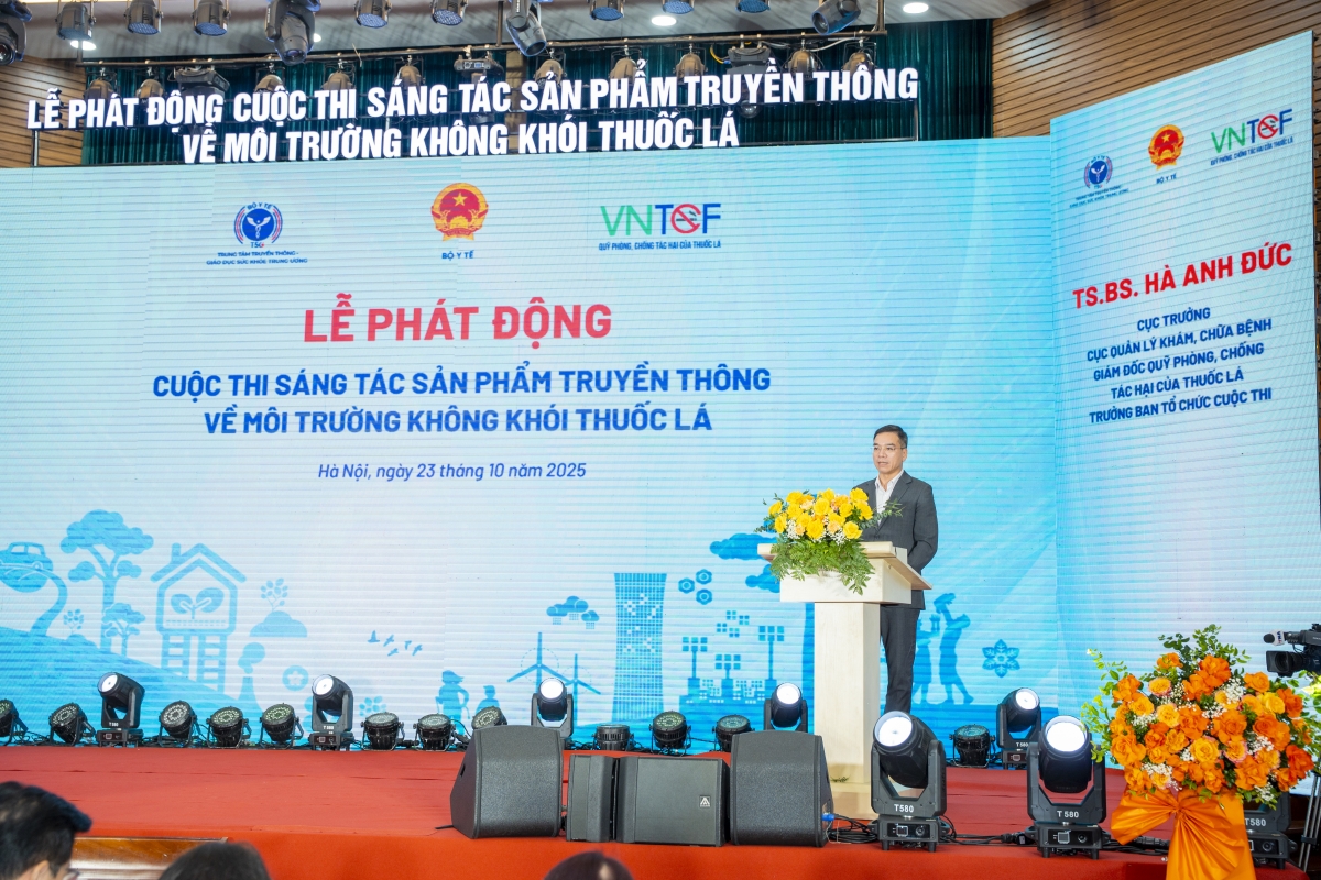 TS.BS Hà Anh Đức, Cục trưởng Cục Quản lý khám, chữa bệnh; Giám đốc Quỹ Phòng, chống tác hại của thuốc lá; Trưởng Ban Tổ chức Cuộc thi phát biểu