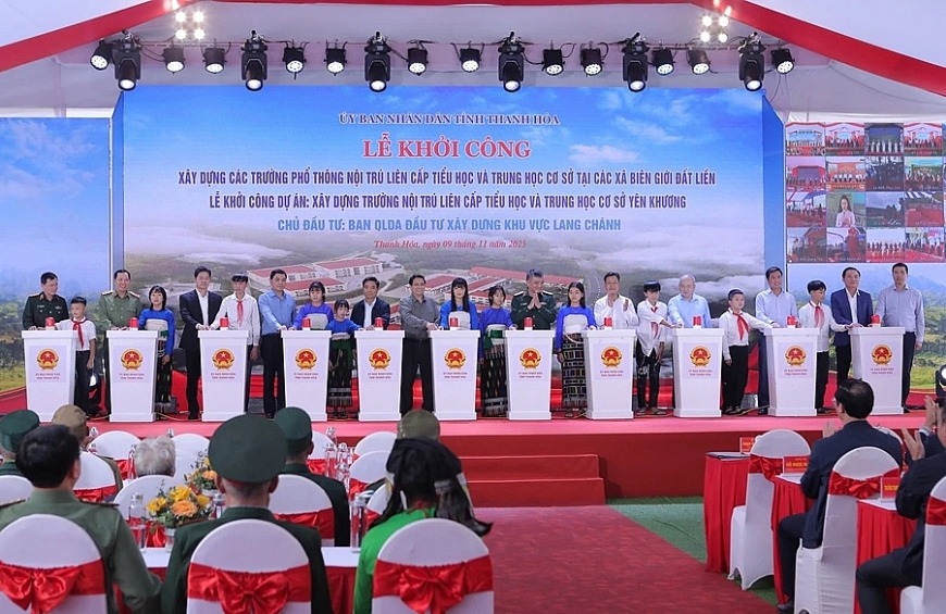 Đồng loạt khởi công trường nội trú liên cấp ở các xã biên giới