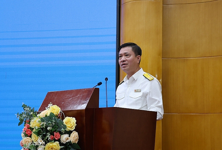 Ông Nguyễn Tiến Minh, Phó trưởng Thuế thành phố Hà Nội  phát biểu tại Hội nghị.