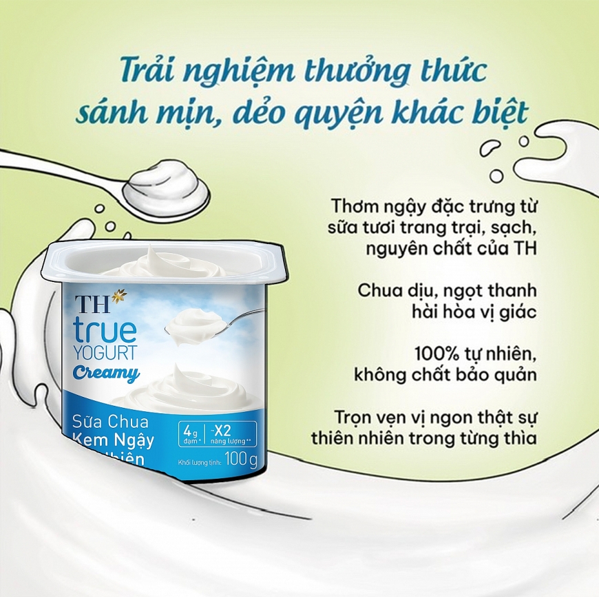 Sữa Chua Kem Ngậy Tự Nhiên TH true YOGURT Creamy mang đến vị ngon ngất ngây.