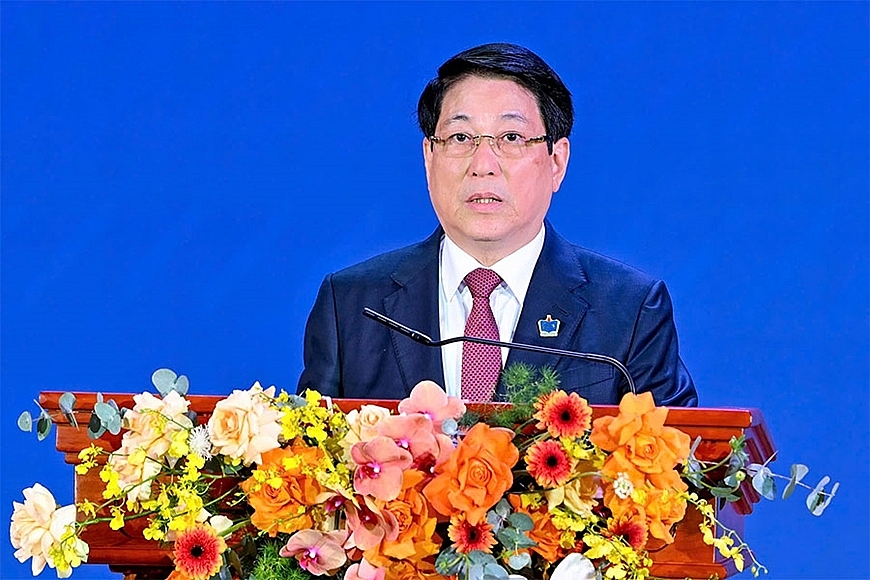 Chủ tịch nước Lương Cường phát biểu tại buổi lễ.