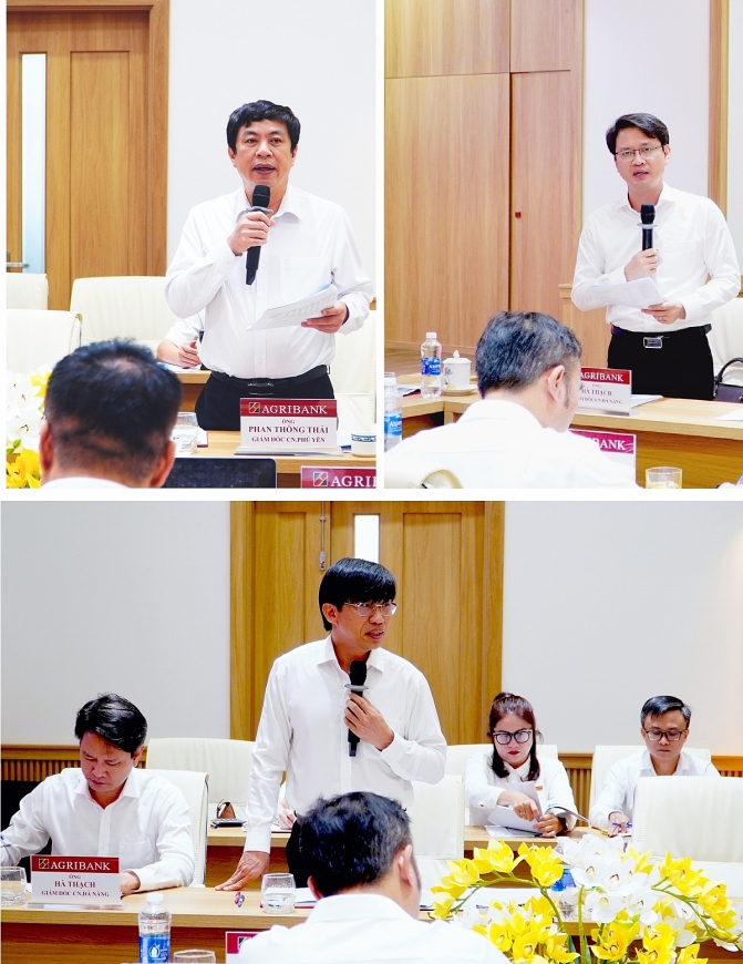 Giám đốc các chi nhánh phát biểu tại buổi làm việc.