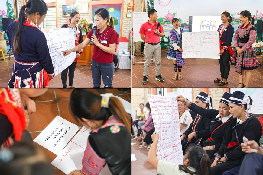 Chị T. cùng các tham dự viên được học cách nhận diện và phân tích các hậu quả của khuôn mẫu, định kiến giới trong từng giai đoạn của cuộc đời