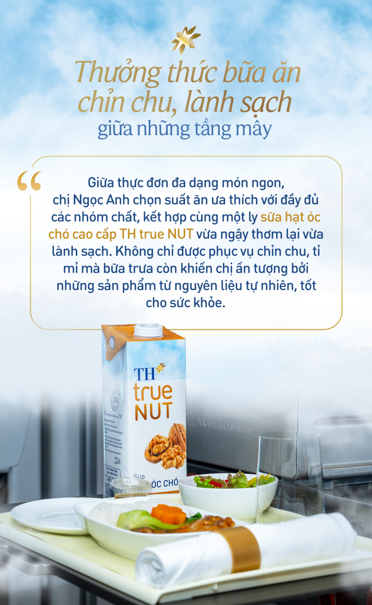 Tái tạo năng lượng giữa không trung cùng thực đơn lành sạch từ TH true MILK