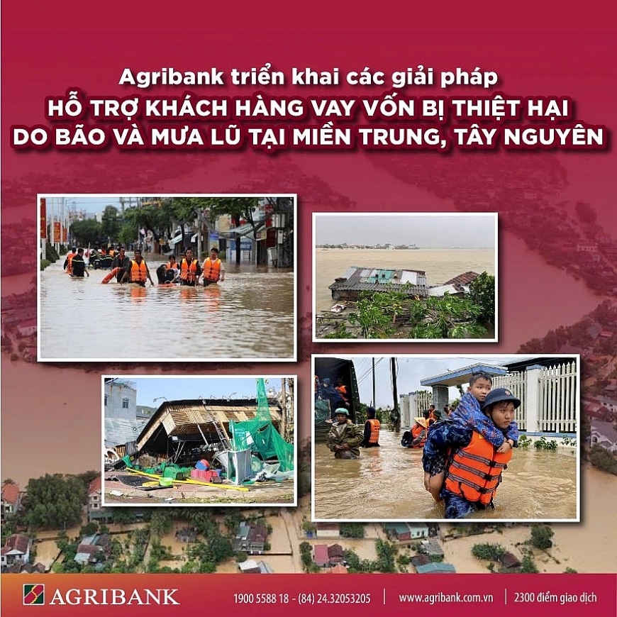 Agribank tiếp tục triển khai chính sách giảm tới 2%/năm lãi suất cho vay hỗ trợ khách hàng bị thiệt hại do bão số 12, 13 và mưa lũ.