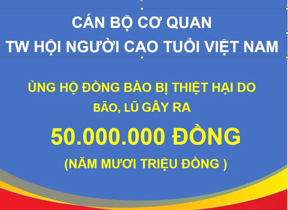 Cơ quan Trung ương Hội Người cao tuổi Việt Nam chung tay ủng hộ đồng bào vùng bão lũ