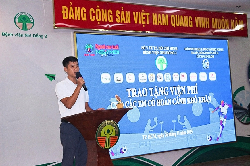 Ông Nguyễn Quyết Thắng, đại diện Công ty Mỹ Giang Land, nhà tài trợ chính Giải bóng đá và Pickleball thiện nguyện truyền thống CEO FE tranh Cúp Mỹ Giang Land lần thứ 13, năm 2025 