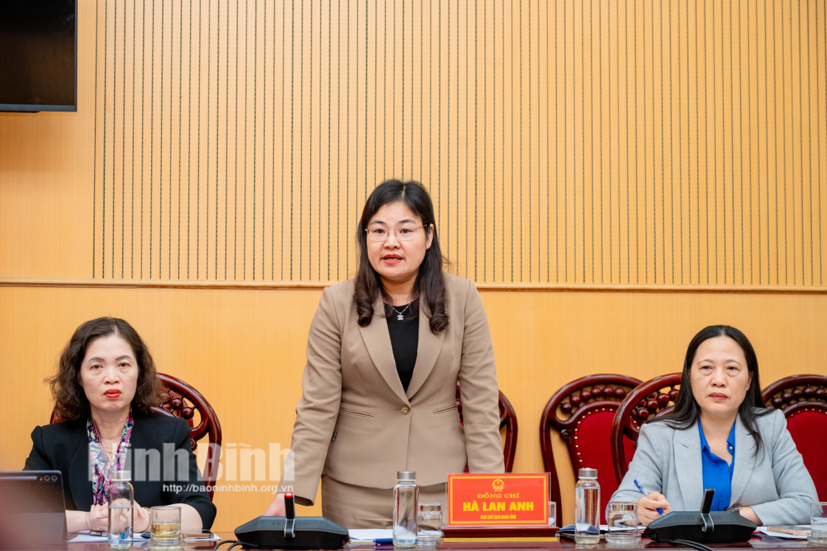 Đồng chí Hà Lan Anh, Tỉnh uỷ viên, Phó Chủ tịch UBND tỉnh phát biểu tại buổi làm việc.