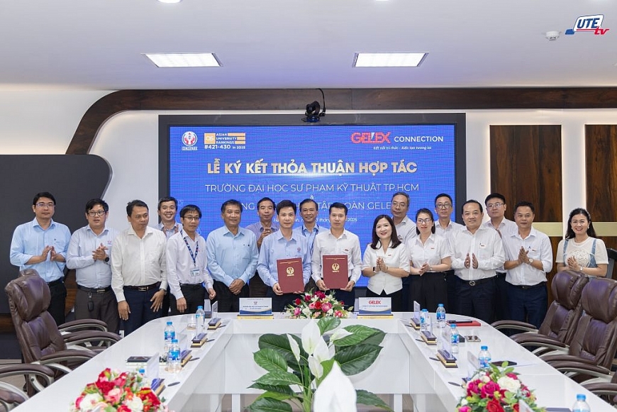 Ông Nguyễn Trọng Trung – Phó Tổng Giám đốc Tập đoàn GELEX ký kết Thỏa thuận hợp tác với Lãnh đạo trường Đại học Sư phạm Kỹ thuật TP.HCM