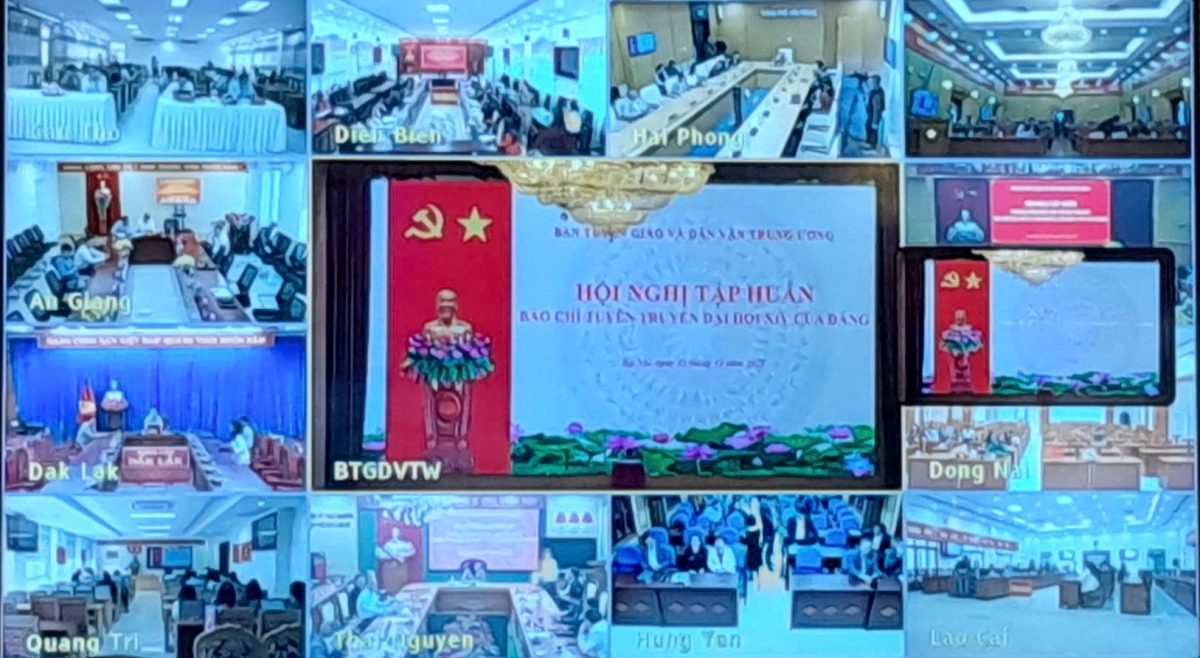Quang cảnh Hội nghị trực tuyến tại các điểm cầu tỉnh, thành phố