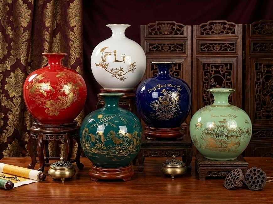 Bình hút lộc gốm sứ Bát Tràng và giá trị biểu trưng trong quà tặng doanh nghiệp