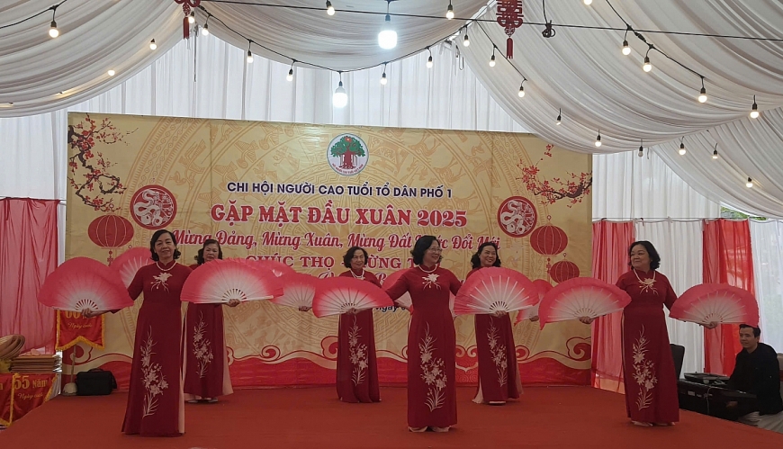 Người cao tuổi nhà CT4, phường Từ Liêm (Hà Nội)  biểu diễn văn nghệ Mừng Đảng- Mừng Xuân