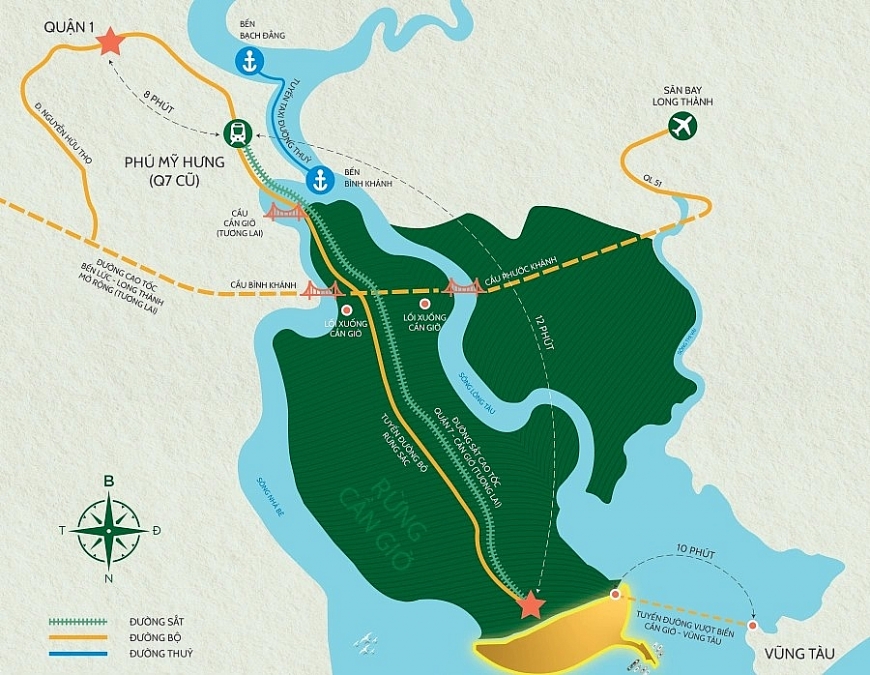 Siêu đô thị biển hưởng lợi từ các hạ tầng tỷ đô, nhiều tiềm năng thu hút du khách, cư dân nhờ thuận lợi kết nối đa hướng (Ảnh: Vinhomes Green Paradise Cần Giờ)  