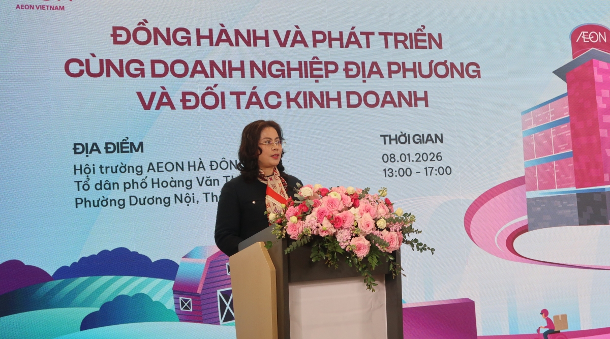 Bà Nguyễn Kiều Oanh – Phó Giám đốc Sở Công Thương Hà Nội chia sẻ tại sự kiện do AEON Việt Nam tổ chức tại Hà Nội.