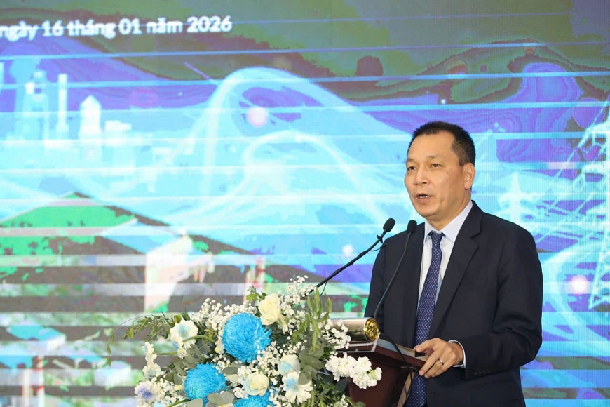Ông Đặng Hoàng An, Chủ tịch HĐTV Tập đoàn Điện lực Việt Nam (EVN) phát biểu tại buổi lễ.