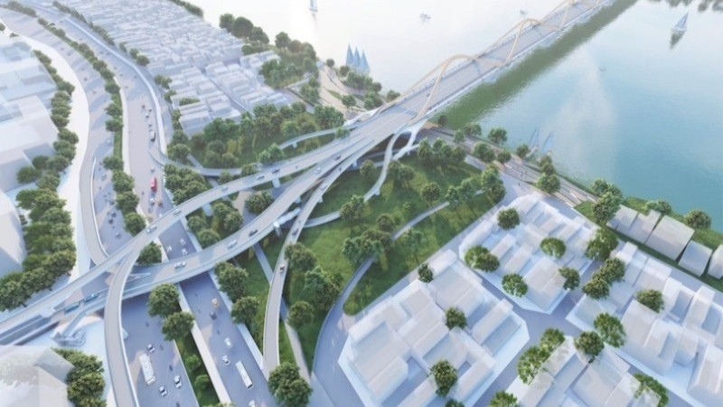 Phối cảnh cầu Trần Hưng Đạo bắc qua sông Hồng