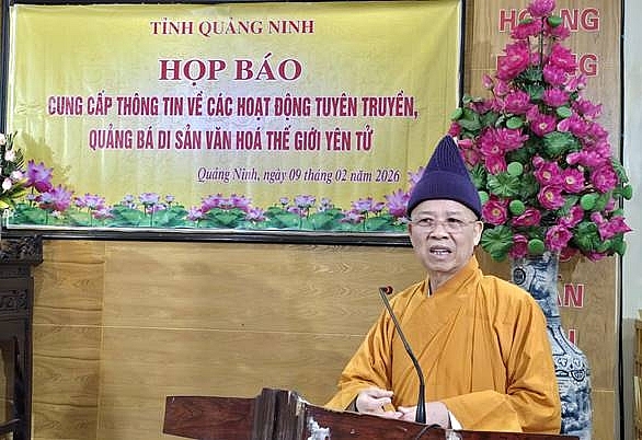 Hòa thượng Thích Thanh Quyết, Phó Chủ tịch Hội đồng Trị sự Giáo hội Phật giáo Việt Nam thông tin về ý nghĩa của Di sản văn hóa thế giới Yên Tử.