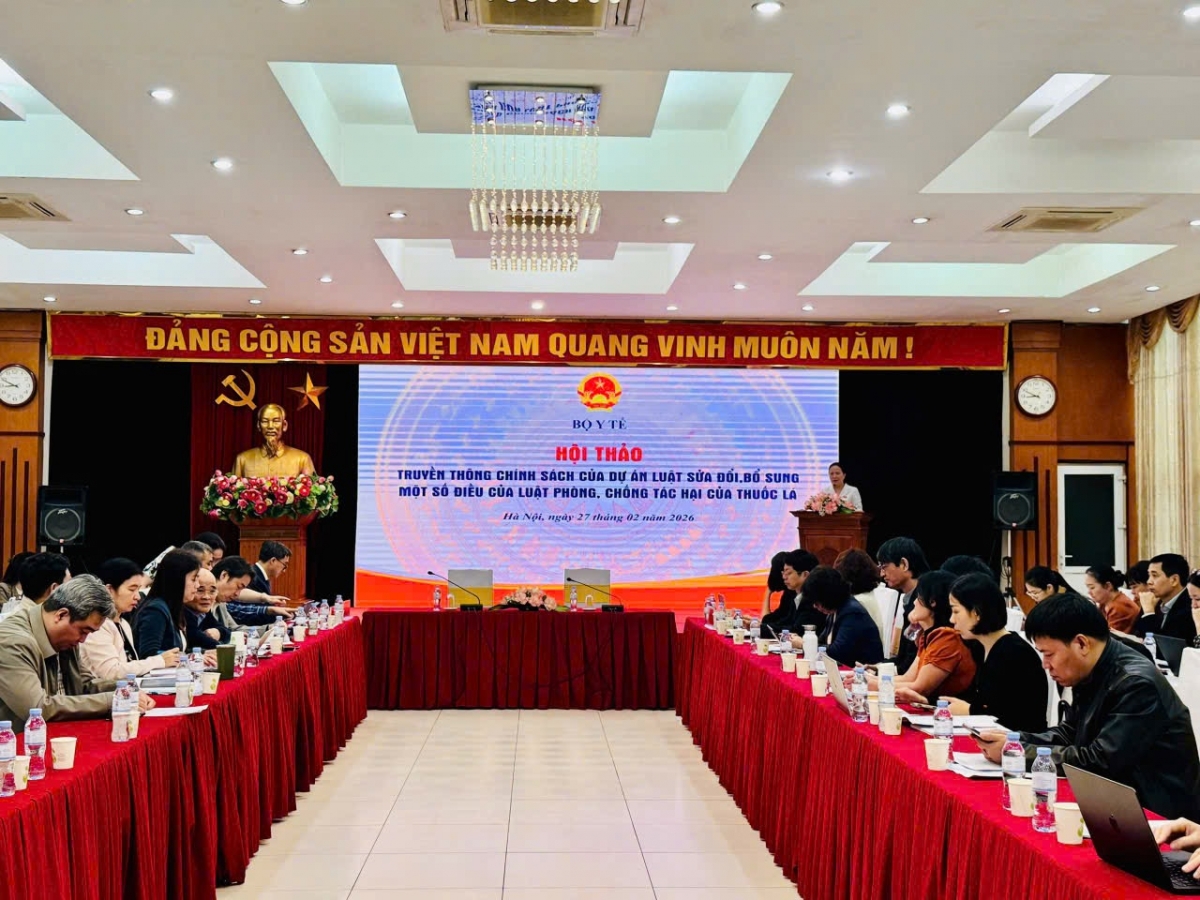 Quang cảnh Hội thảo truyền thông chính sách của Dự án Luật sửa đổi, bổ sung một số điều của Luật Phòng, chống tác hại của thuốc lá