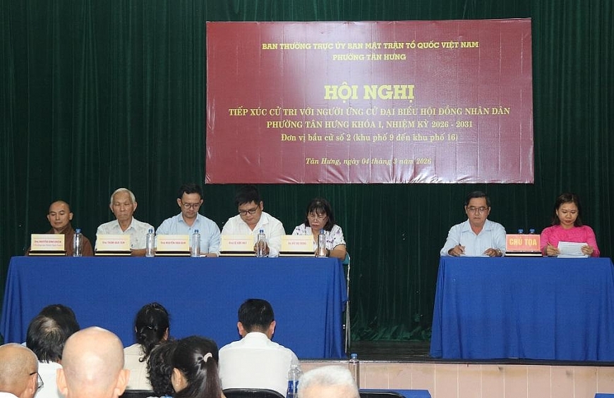 hội nghị tiếp xúc cử tri đơn vị bầu cử số 2 (từ khu phố 9 đến khu phố 16), phường Tân Hưng, TP. Hồ Chí Minh