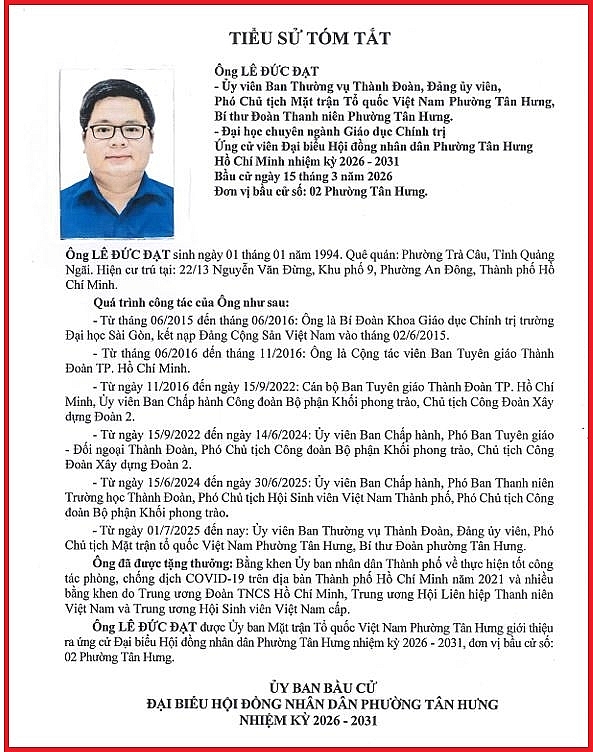 Cử tri phường Tân Hưng quan tâm hạ tầng giao thông, thoát nước và môi trường