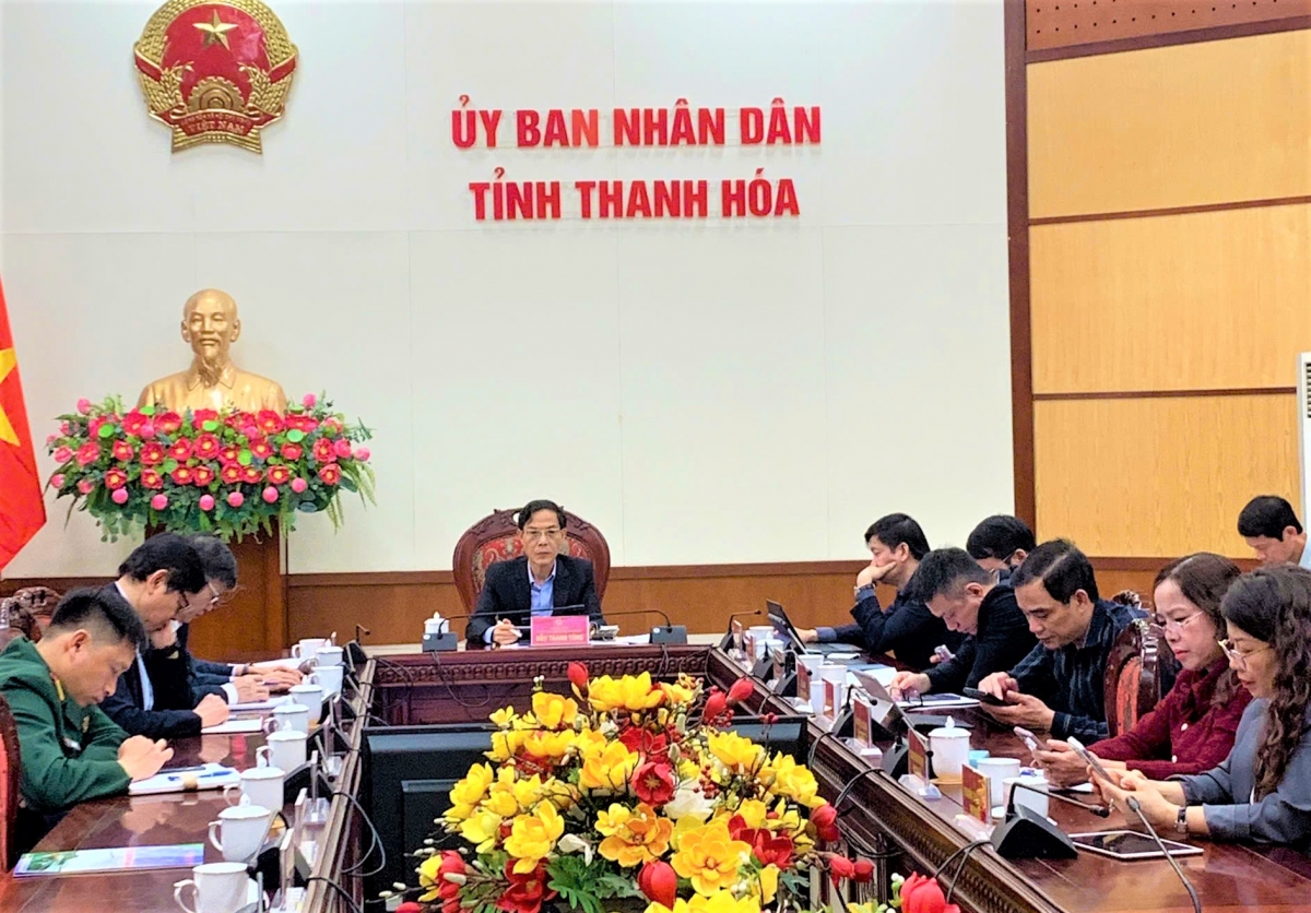 Phó Chủ tịch UBND tỉnh Thanh Hóa Đầu Thanh Tùng chủ trì Hội nghị tại điểm cầu UBND tỉnh