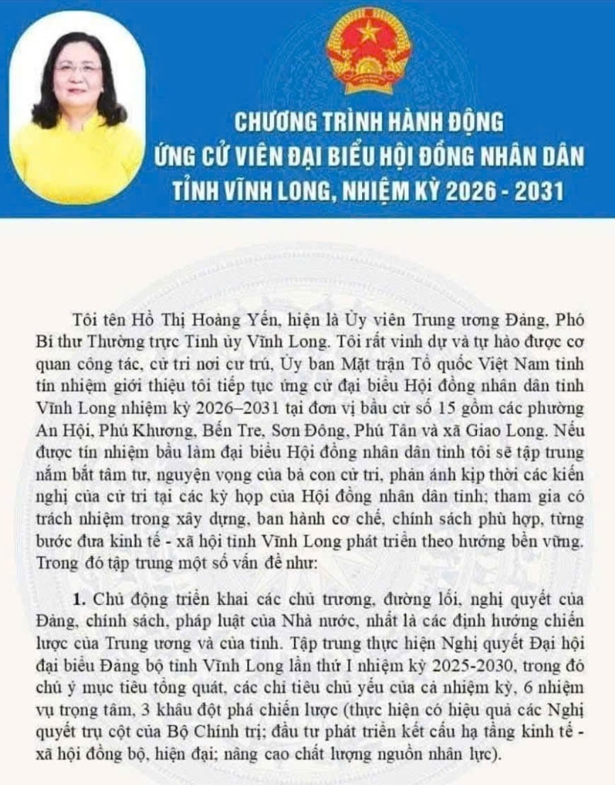 Ứng cử viên Hồ Thị Hoàng Yến: Kinh nghiệm thực tiễn và khát vọng phụng sự Nhân dân