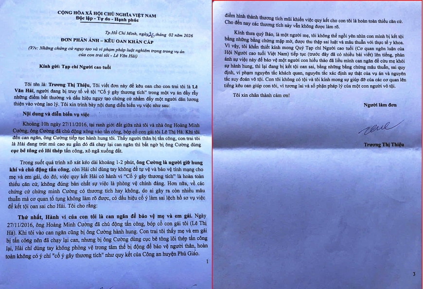  Đơn của bà Trương Thị Thiệu gửi Tạp chí Người cao tuổi