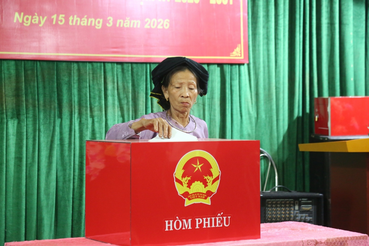 Cử tri cao tuổi xã Đại Đình đi bầu cử