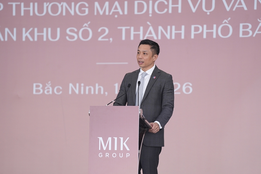 Ông Nguyễn Dũng Minh – Phó Tổng Giám đốc MIK Group phát biểu tại lễ khởi công