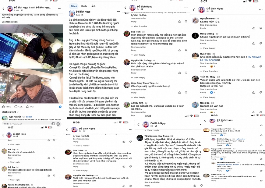 Theo ông Lê Công Tú, bà Đỗ Bích Ngọc đã sử dụng thông tin, hình ảnh cá nhân của ông cũng như một số thành viên gia đình đăng tải thông tin sai sự thật đã khiến gia đình ông bị xúc phạm, làm nhục