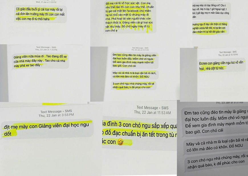 Chị Lê Thu Hương cho biết, sau khi bị bà Đỗ Bích Ngọc đăng số điện thoại cá nhân lên mạng xã hội, bà đã bị hàng trăm cuộc gọi khủng bố, tin nhắn cho nội dung tục tĩu, thóa mạ, xúc phạm, thậm chí còn đe dọa đến cả sự an toàn về tính mạng