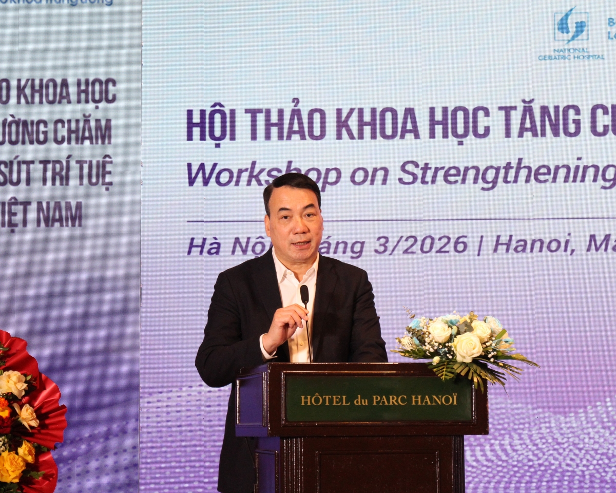 TS. Nguyễn Ngô Quang, Cục trưởng Cục Khoa học Công nghệ (Bộ Y tế) phát biểu tại Hội thảo về chăm sóc sa sút trí tuệ