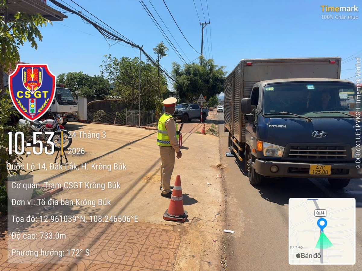 Đắk Lắk, CSGT Krông Búk kiểm tra xe tải