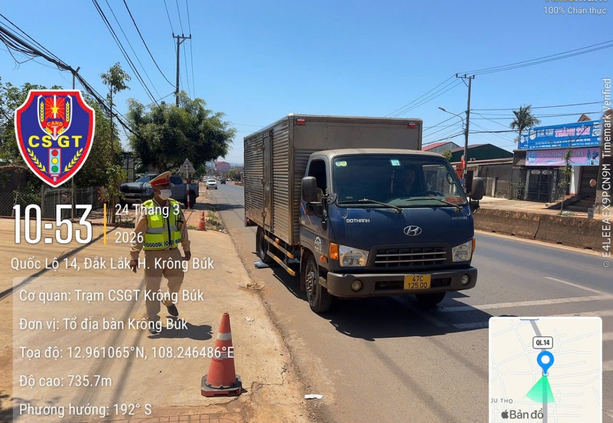 Đắk Lắk: xe quá tải Krông Búk đi qua địa bàn bị lực lượng CSGT kiểm tra, xử lý