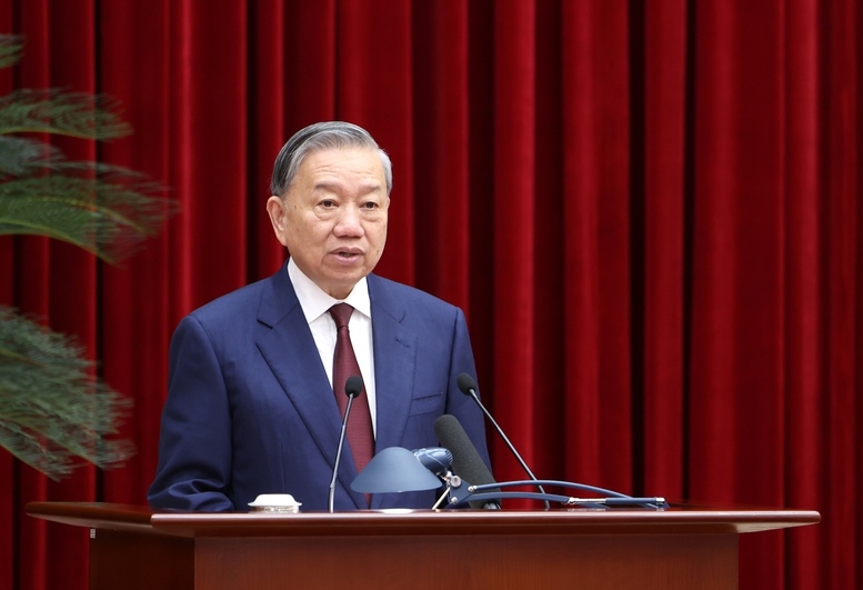 Tổng Bí thư Tô Lâm đã phát biểu bế mạc Hội nghị lần thứ 2 Ban Chấp hành Trung ương Đảng khoá XIV - Ảnh: VGP