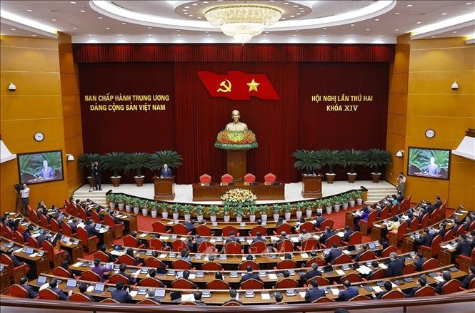 Tổng Bí thư Tô Lâm phát biểu bế mạc Hội nghị lần thứ hai Ban Chấp hành Trung ương Đảng khoá XIV. Ảnh: TTXVN