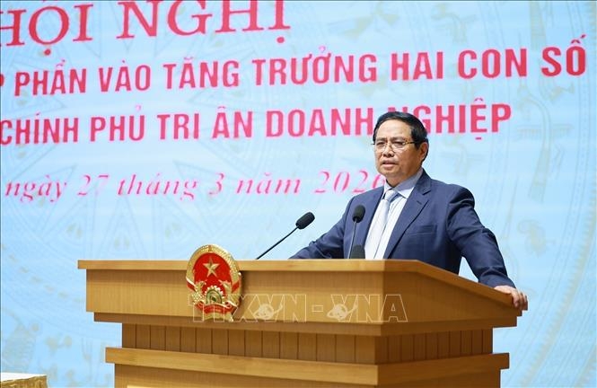 Thủ tướng Phạm Minh Chính phát biểu tại Hội nghị Doanh nghiệp góp phần vào tăng trưởng hai con số và tri ân doanh nghiệp