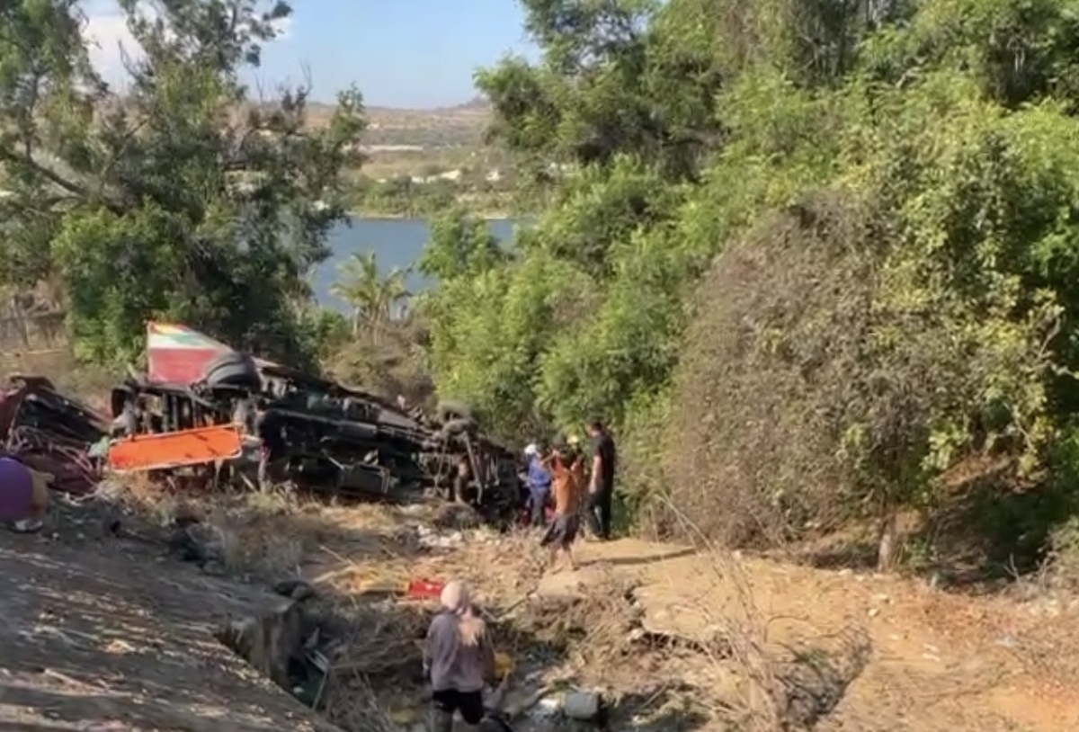 Khu vực xe bị tai nạn ở Hòa Thắng