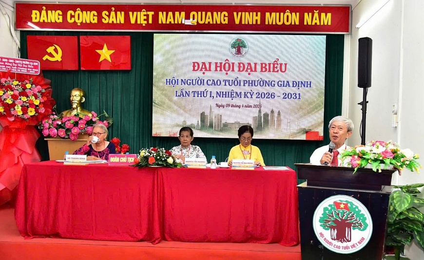 Ông Lê Chu Giang – Phó Ban đại diện Hội Người cao tuổi TP. Hồ Chí Minh phát biểu tại Đại hội